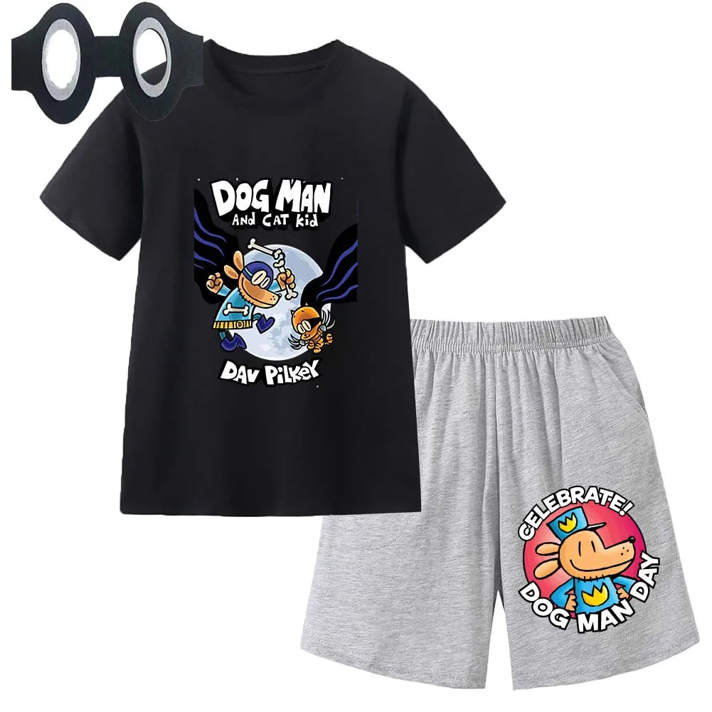 Hot Sale Cartoon Kids TShirt Shorts Mask 3PCS Captain Underpants DogMan Baby Boys Girls Clothe Summer Children Cotton T-Shirt