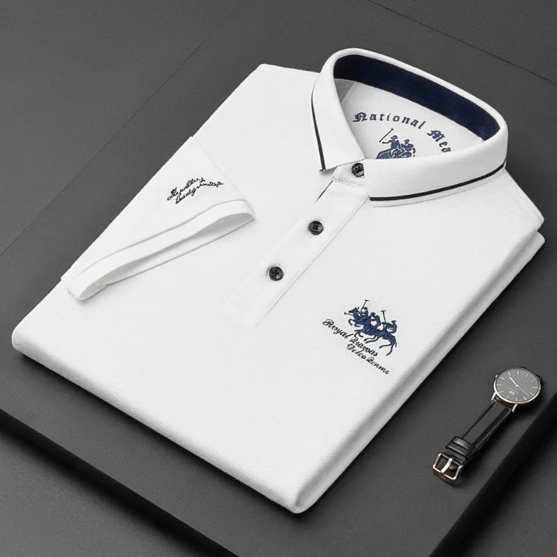 Polo Shirt Men's High-end Luxury Top Summer Casual Lapel Short Sleeve T-shirt Korean Fashion Men's