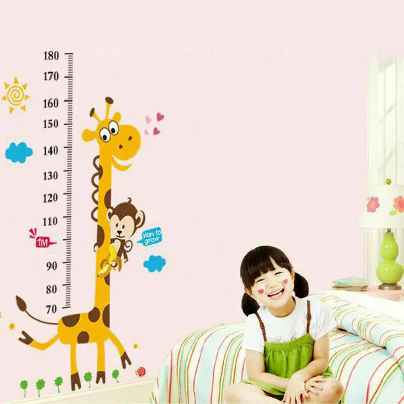 Kids Height Chart Wall Sticker Cartoon Giraffe Decor Height Ruler Home Room Decoration Art Sticker Poster