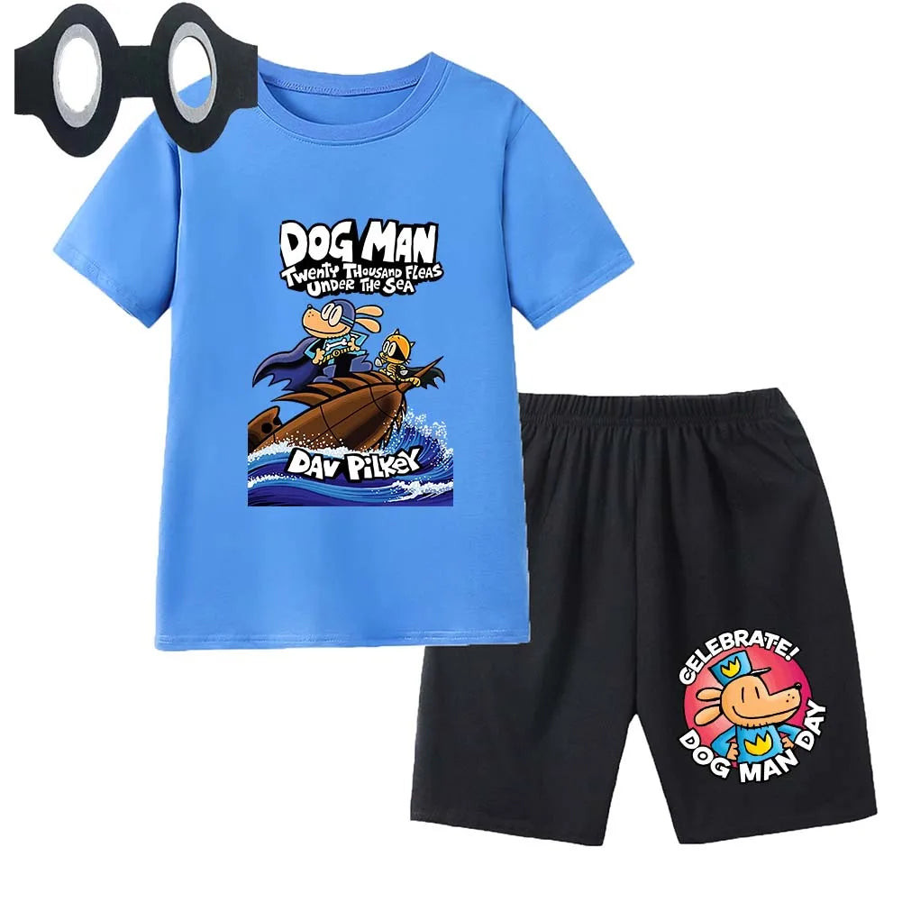 Hot Sale Cartoon Kids TShirt Shorts Mask 3PCS Captain Underpants DogMan Baby Boys Girls Clothe Summer Children Cotton T-Shirt