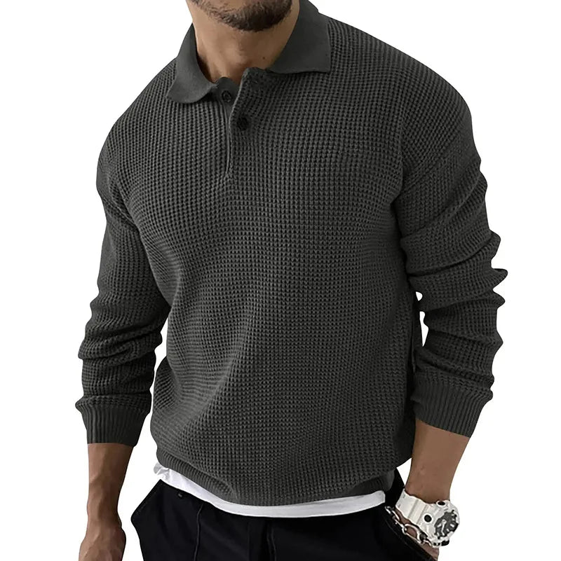 Men's Sweater Knitted POLO Shirts Lapel Solid Color Knitted Pullover Social Streetwear Casual Business Men Clothin