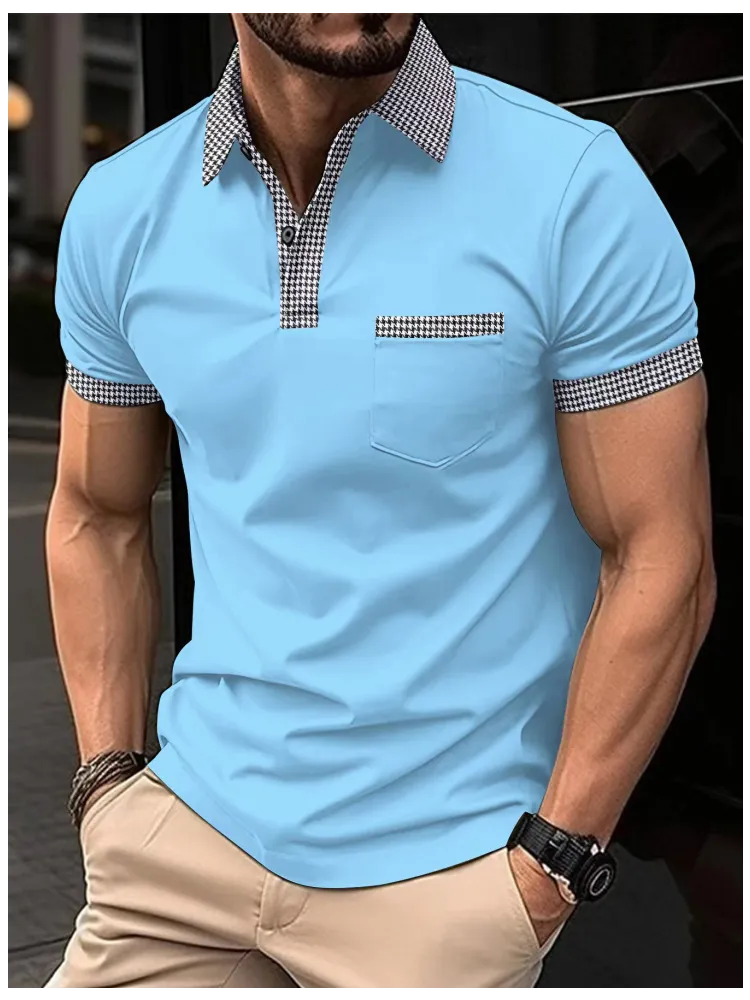 Summer New Men's Casual Short-Sleeved Polo Shirt Office Fashion Stand Collar T-Shirt Men's Breathable Polo Shirt Men's Clothing