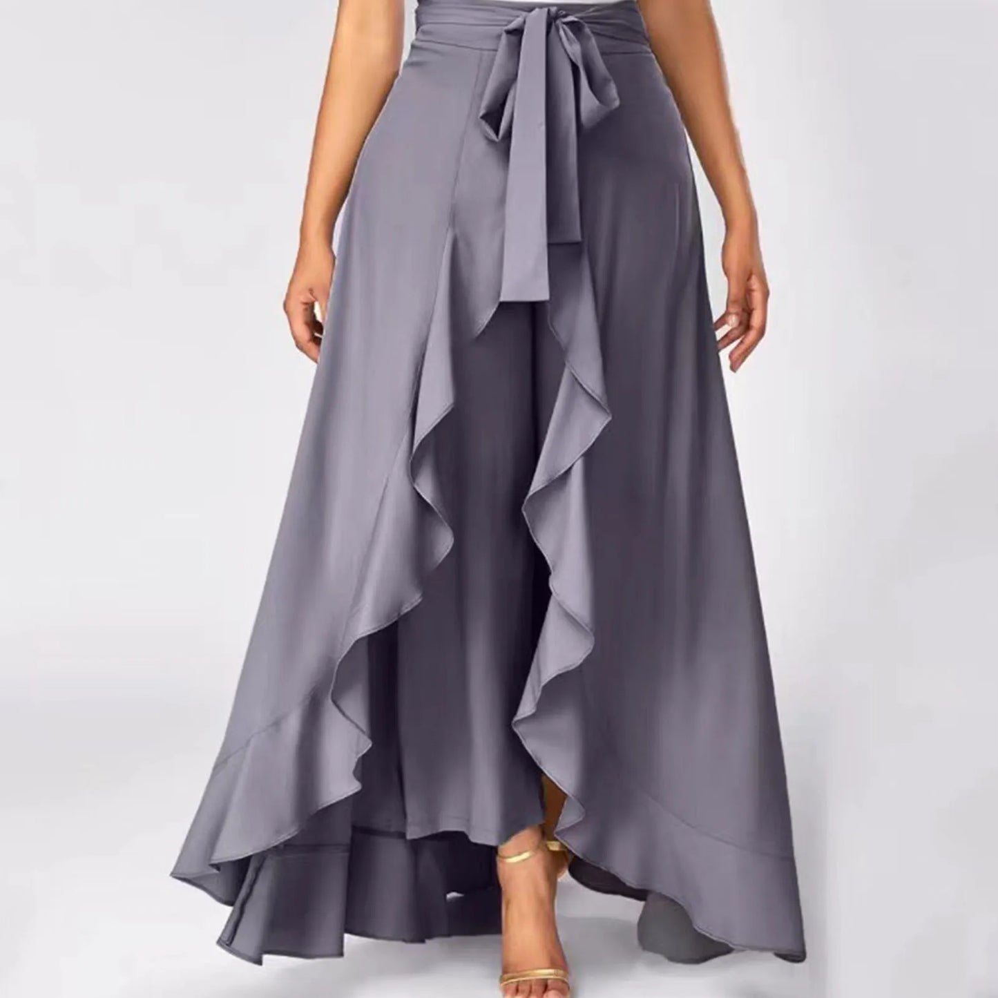 Elegant Wide Leg Pants Women High Waist Irregular Long Pants Femme Casual Loose Streetwear Belly Dance Trousers