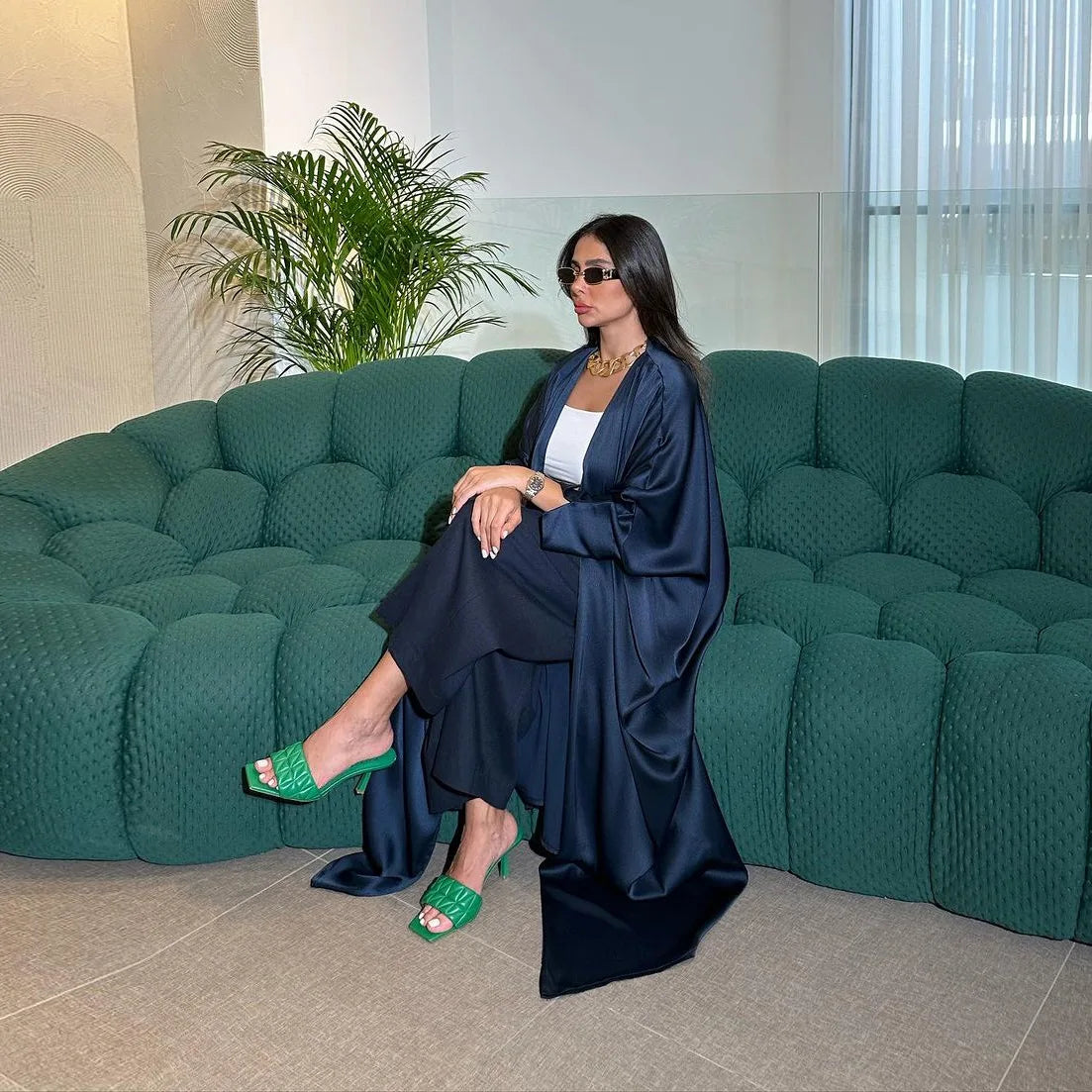 Robe Cardigan Abaya Long Dress Satin Fashion  Jalabiya ,Women's Clothes