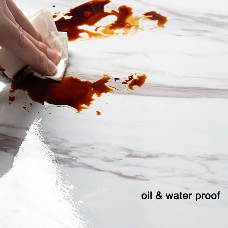 Waterproof Foil Wallpaper Marble Self Adhesive Removable Contact Paper for Bathroom Decor Kitchen Thick Oil Proof Wall Stickers