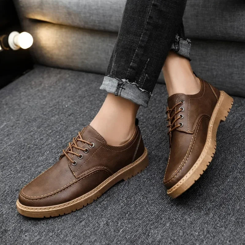 New Leather Casual Shoes for Men British Lace-up Oxford Shoes Men's Classic Business Dress Shoes Men Loafers  Hombre