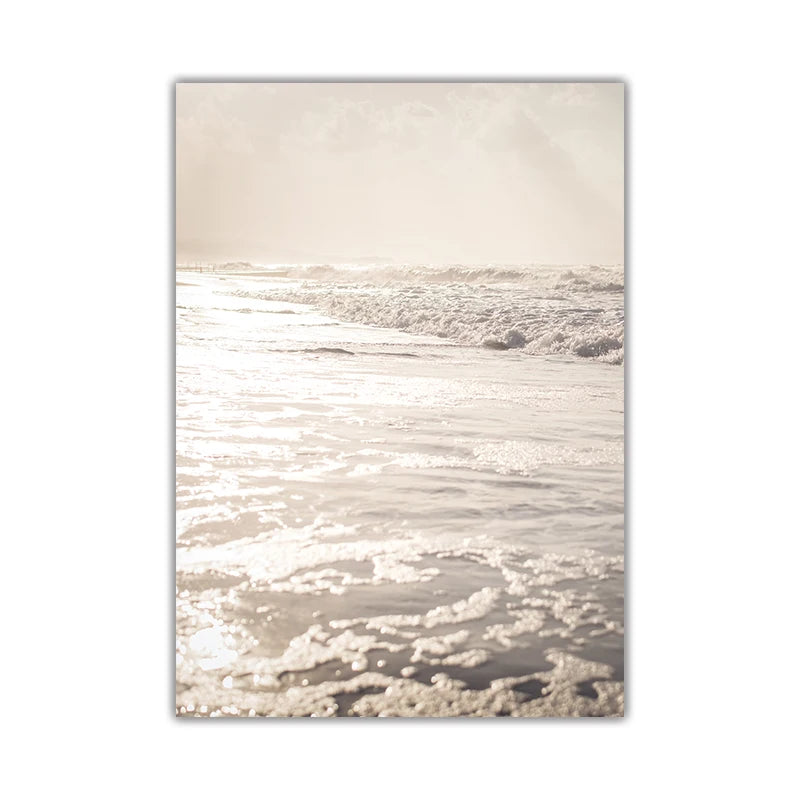 Beige Flower Beach Landscape Picture Bohemia Poster and Print Nordic Home Decor Wall Art Canvas Painting for Living Room Design
