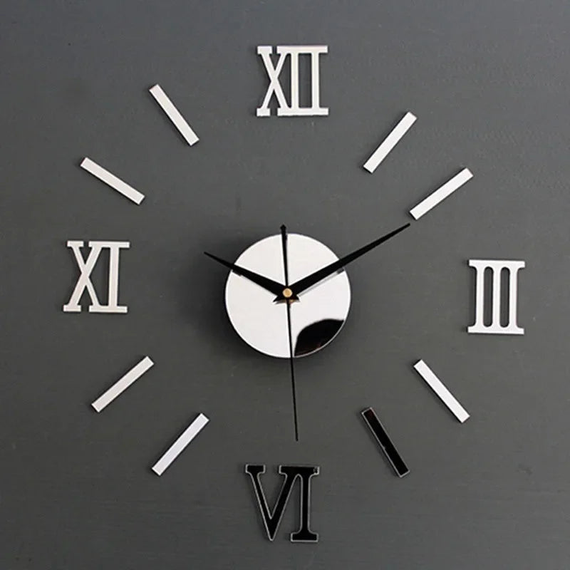 Mirror Roman Numbers 3D  Wall Clock Stickers Elegant DIY Digital Wall Clocks for Home Art Living Room Office Decoration Clock