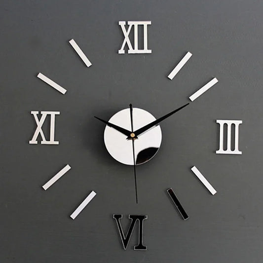 Mirror Roman Numbers 3D  Wall Clock Stickers Elegant DIY Digital Wall Clocks for Home Art Living Room Office Decoration Clock