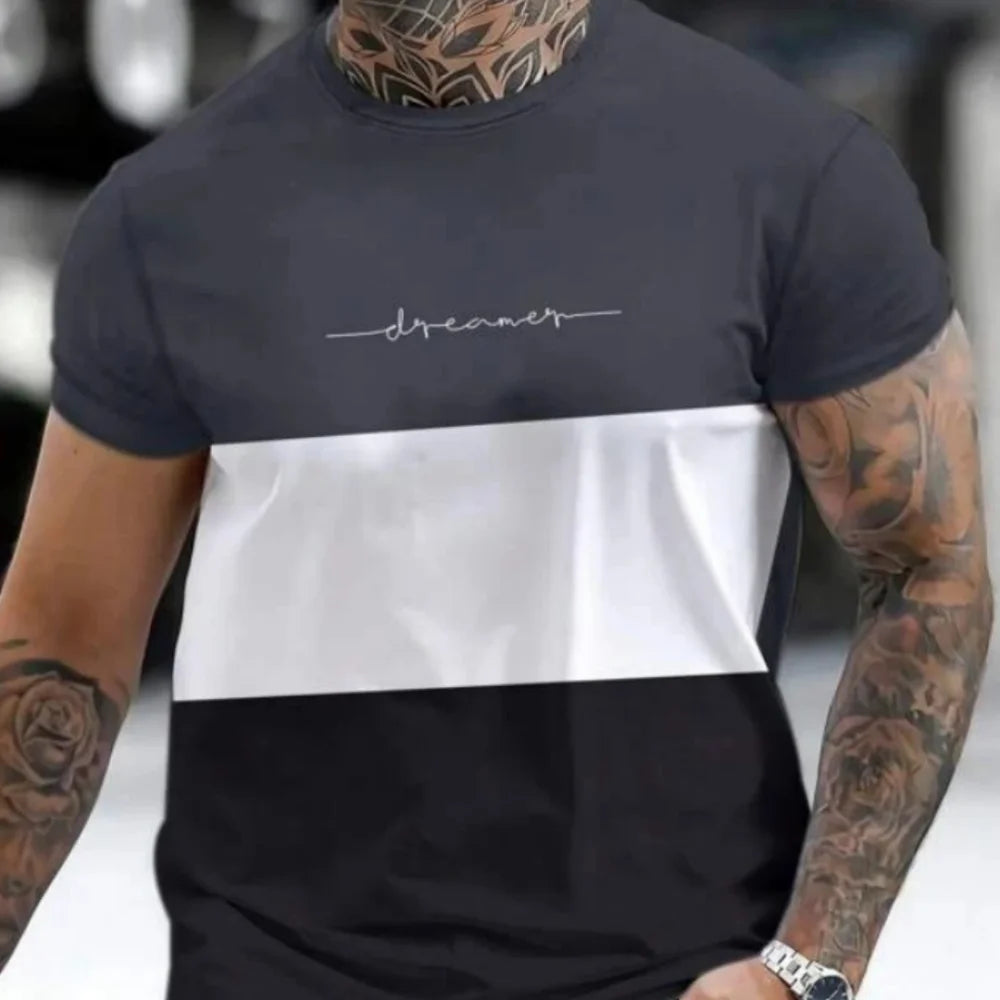 Casual Striped T Shirt For Men Short Sleeve Tops Oversized T-Shirts O-Neck Pullover Street Men's Shirts Tee Summer Apparel