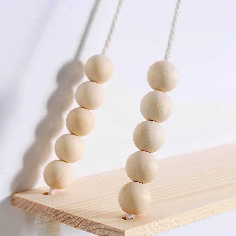 Macrame Wall Hanging Shelf Tassel Wood Decor Woven Wall Hanging Board Shelves for Home Decor Bedroom Living Room Cake Stand