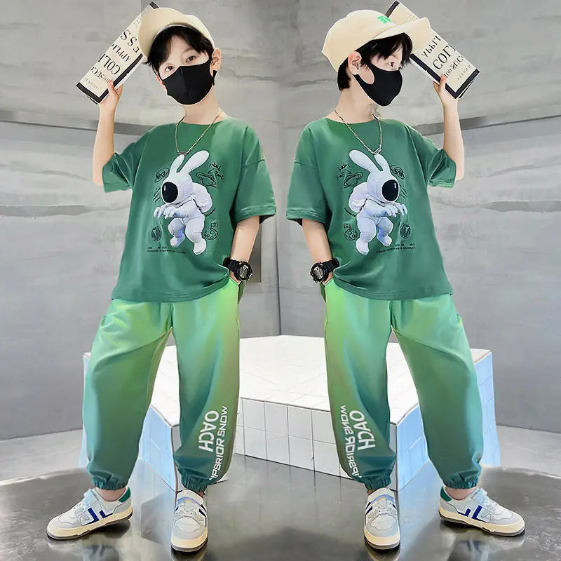 Boys New Summer Clothing Sports Sets Cartoon T Shirt+Long Pants 2pcs Suits Boys Tarcksuit Clothes kids