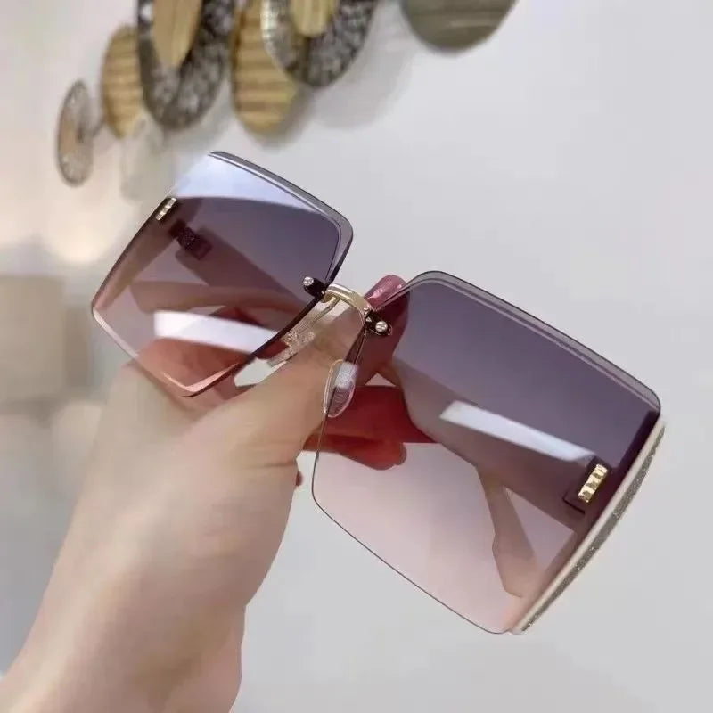 Vintage Square Sunglasses Woman Classic Retro Gradient Mirror Frameless Sun Glasses Female