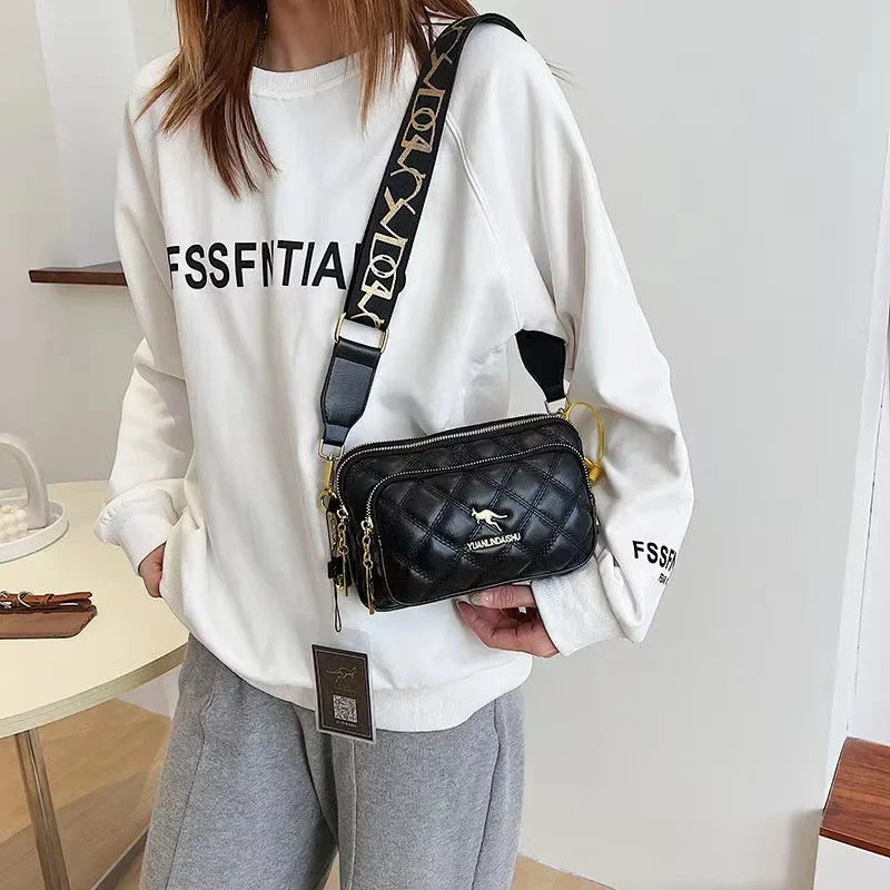 Small Lingge Women's Bag New Trend Ins Small Fragrant Style Shoulder Bag Niche Handbag Three-layer Casual Crossbody Bag