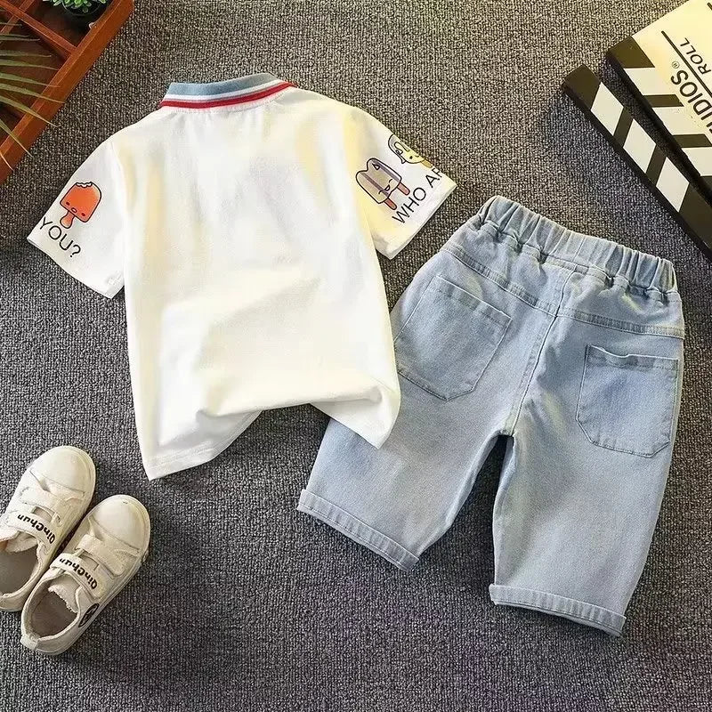 Summer Children's Boy Clothing Tracksuit for Boy Short -sleeved 3 4 5 6 7 8 9 10 11 12 13 14 15 Years Korean Boy Summer Clothes