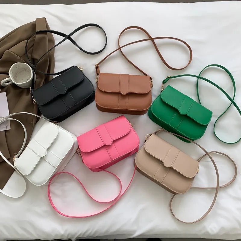 Large Capacity One Shoulder Bag Women's Fashion PU Leather Casual Korean Style Female Candy Color Solid