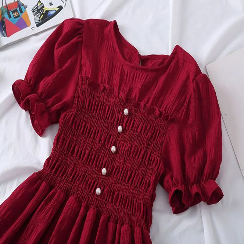 Teenage Girl Clothing Sweet Petal Sleeve Dress Youth High School College Student
