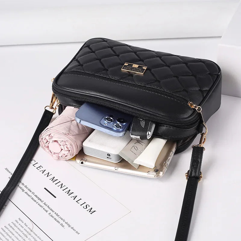 Women's New Cross Border Foreign Trade Lingge PU Crossbody Versatile Small Messenger Bag One Shoulder Small Square Handbag
