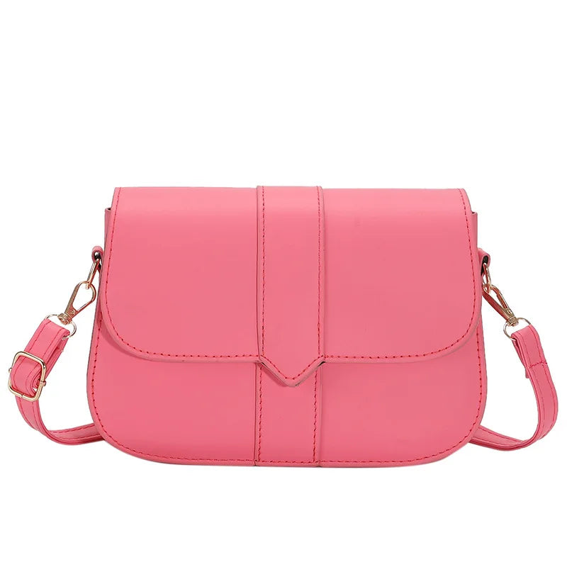 Large Capacity One Shoulder Bag Women's Fashion PU Leather Casual Korean Style Female Candy Color Solid