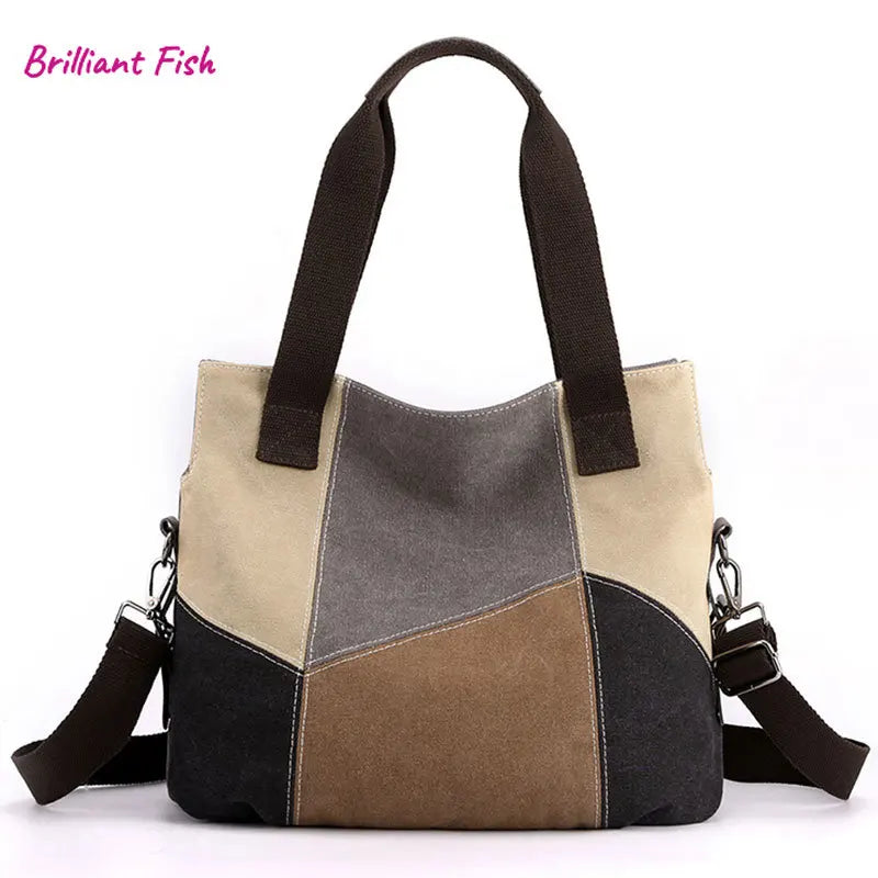 Women's Bag Canvas Handbag High Quality Shoulder Bag Patch Messenger Shoulder Bag Fashion Women's Casual Crossbody Bag