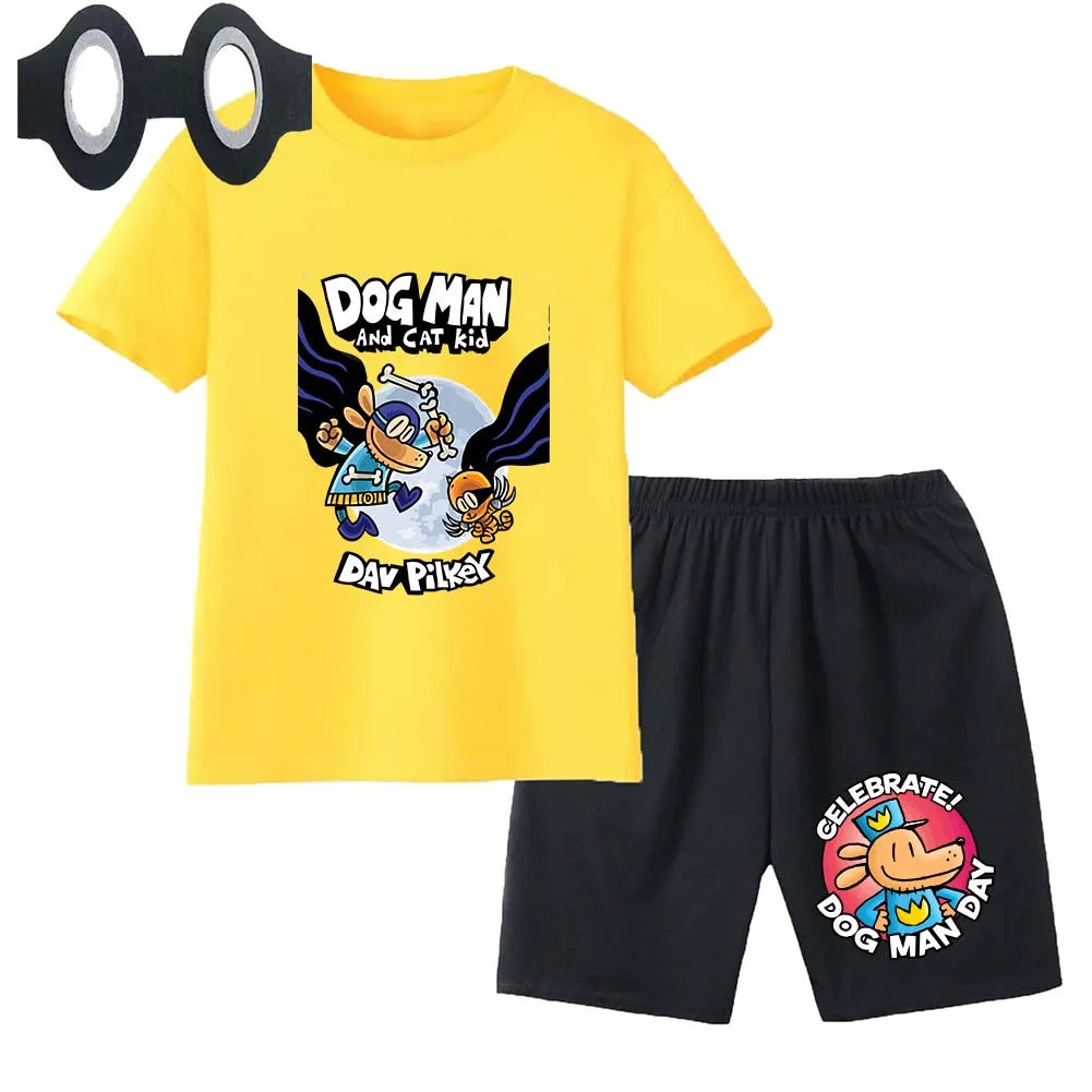 Hot Sale Cartoon Kids TShirt Shorts Mask 3PCS Captain Underpants DogMan Baby Boys Girls Clothe Summer Children Cotton T-Shirt