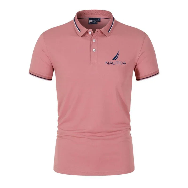 Nautica Summer Fashion Polo Shirt for Men's Printed Casual Short Sleeve Top Lapel Slim Handsome Jogging Fitness Sportswear