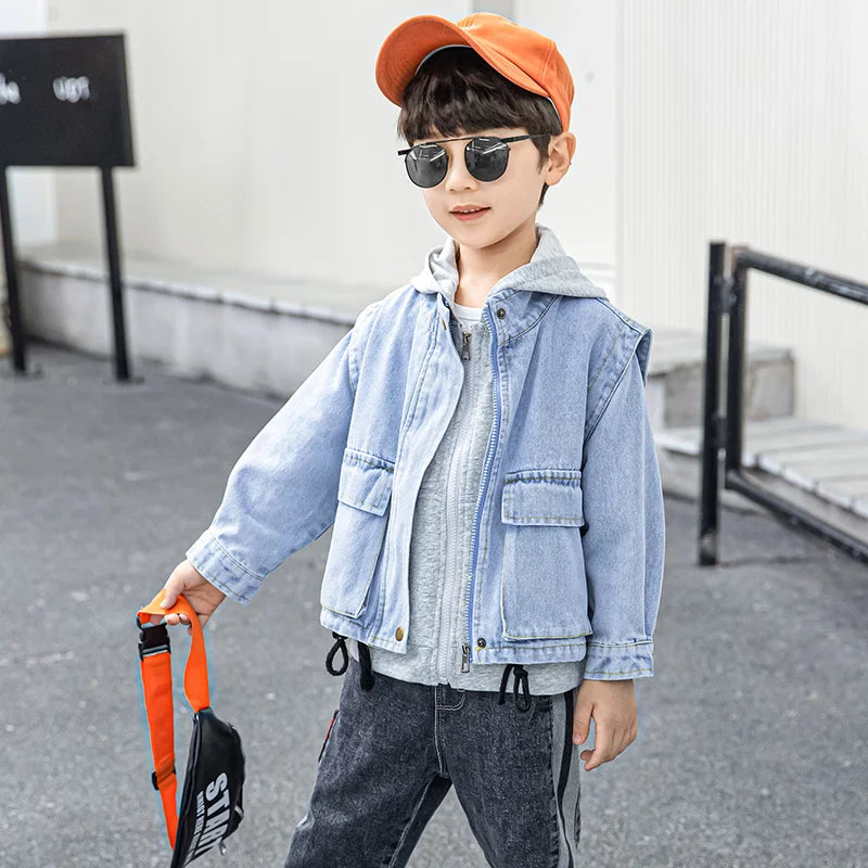 Autumn Boys Vest + stitching coat 2 piece set  kids clothes boys fashion design children clothes boys