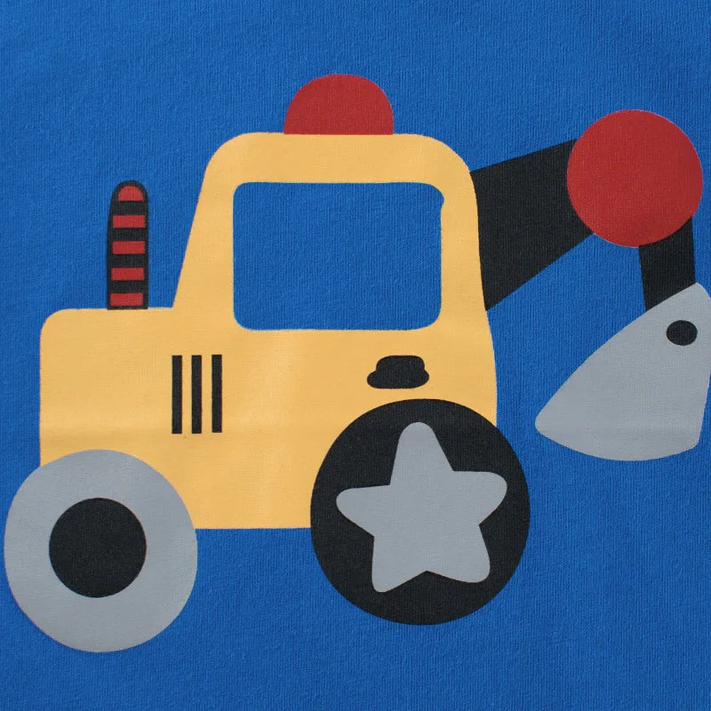 Cartoon Excavator Shirts Boys  Summer New Children's Clothing Kids Short Sleeve T-shirt Cotton Boys' Tops