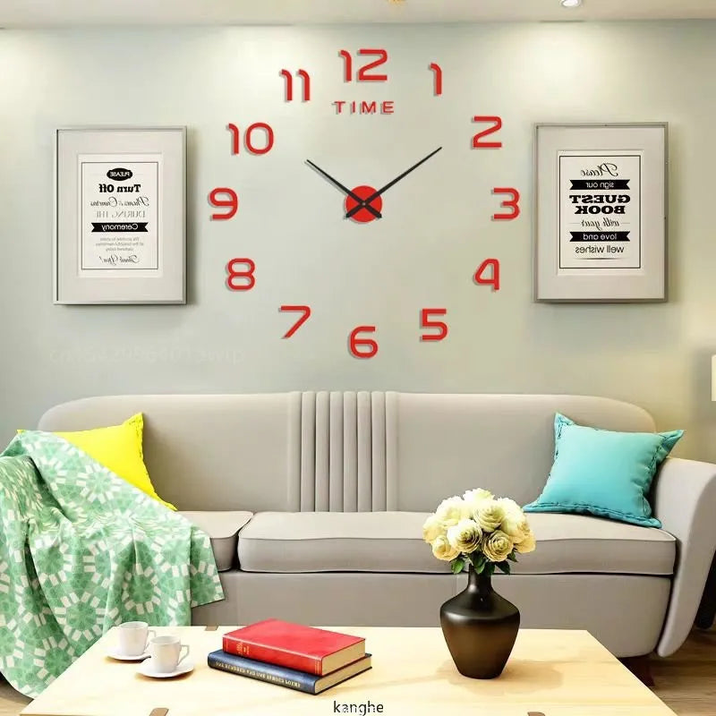 Modern Design Large Wall Clock 3D DIY Quartz Clocks Fashion Watches Acrylic Mirror Stickers Living Room Home Decor Horloge