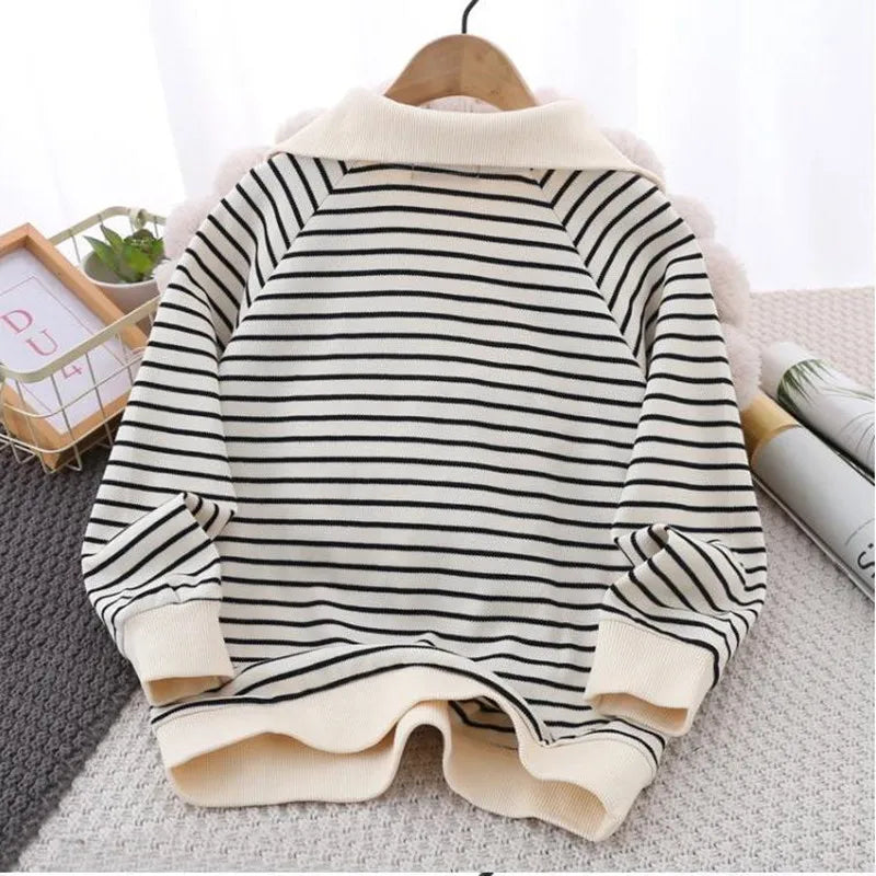 Spring Boys Cotton Sweatshirts Kids Teen Stripe Pullover Sport Tops Children Long Sleeve Clothes