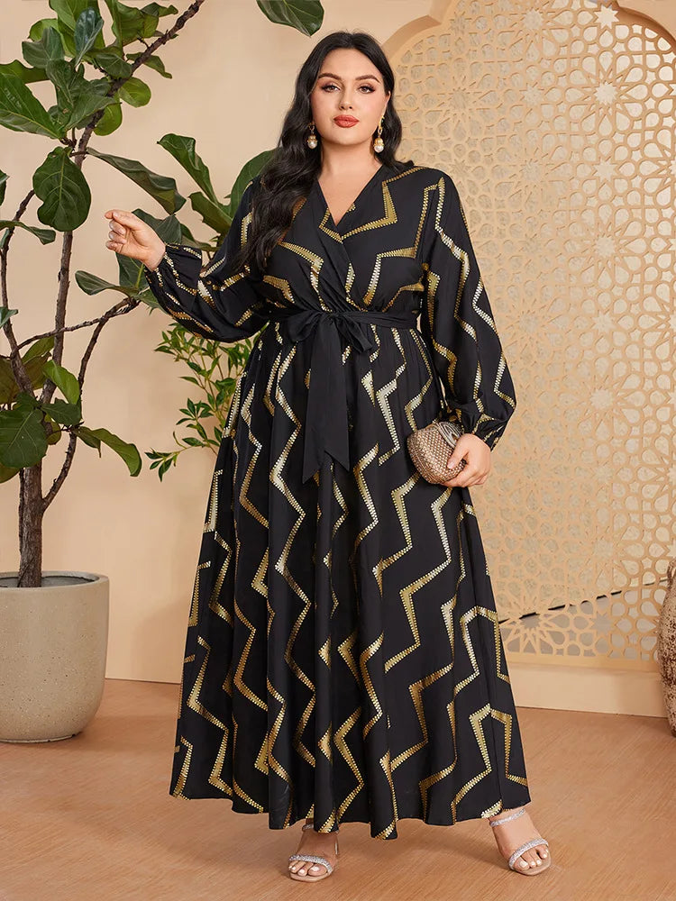 Kaftan Women Lapel Maxi Dress Dubai Abaya Caftan Eid Djellaba Robe