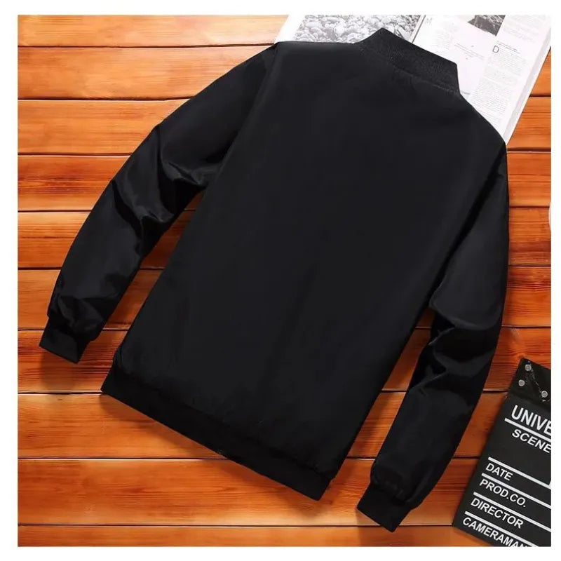 men Trendy Mock Collar Panel Pocket Casual Comfort Slim Solid Short Baseball Uniform Jacket