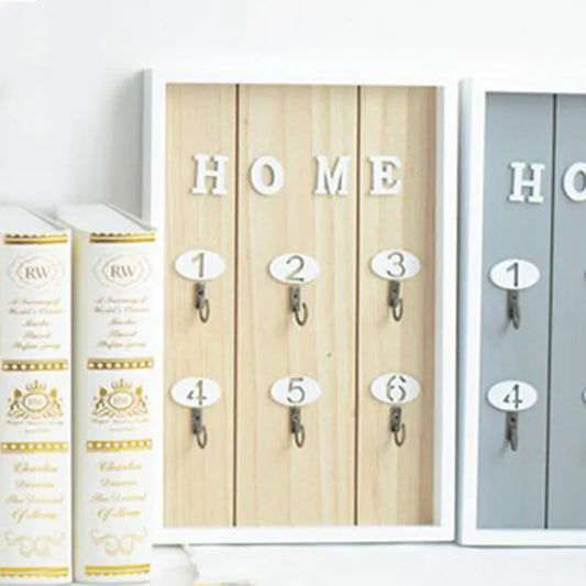 Wooden Key Holder with 6 Hooks for Hanging Keychain decorative Wall Mounted Shelf Home Sundries Organizer Living Room Decoration