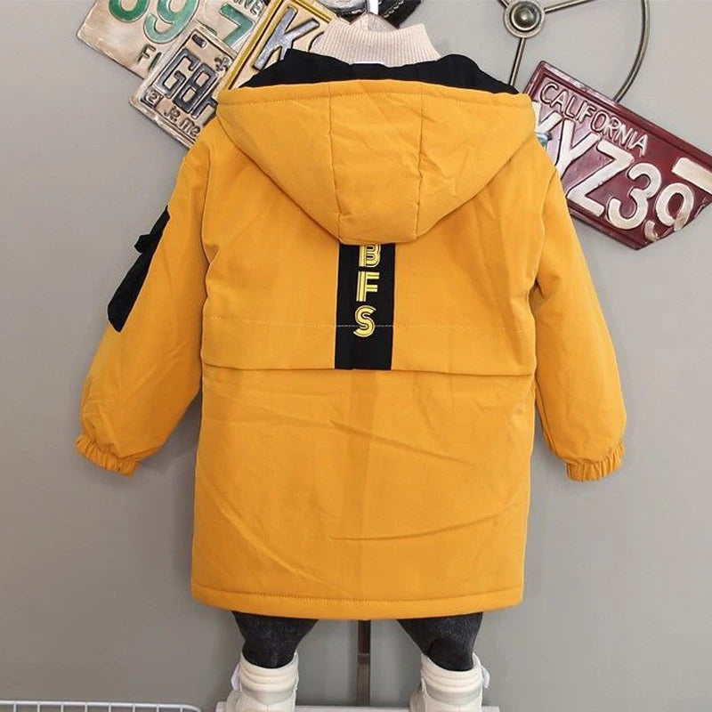Boys Winter Down Jackets For Kids Clothes Thicken Cotton Coats Long Sleeve Outerwear Children Clothes