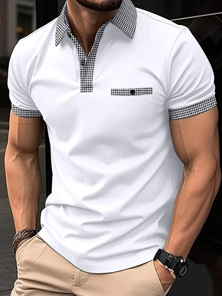 Summer New Men's Casual Short-Sleeved Polo Shirt Office Fashion Stand Collar T-Shirt Men's Breathable Polo Shirt Men's Clothing