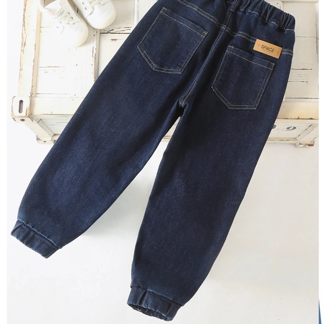 Plain Kids Blue Jeans Boys Casual Pencil Denim Trousers Pants Kids Clothes