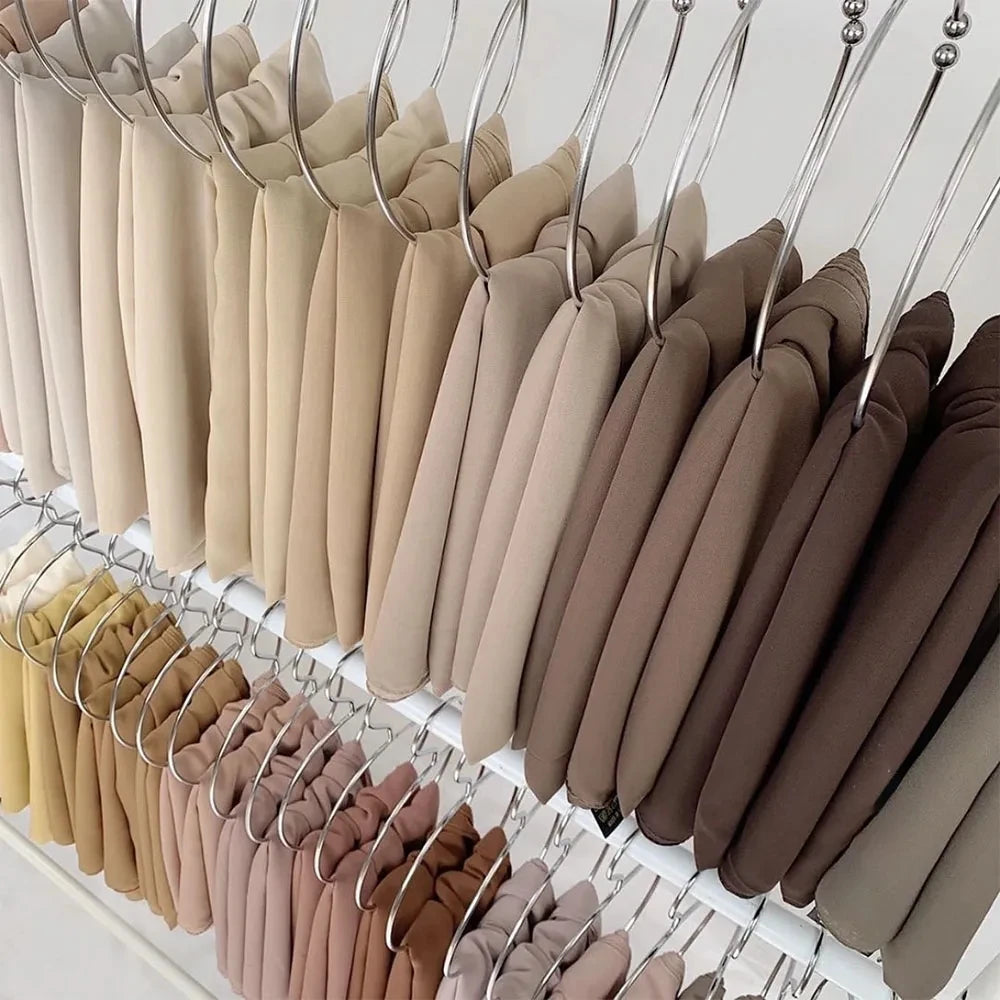 Chiffon Hijab Scarf 72*175cm Solid Color Muslim Fashion Shawl Headscarves For Women Islam Head Wraps Ladies Scarves Veil Ramadan