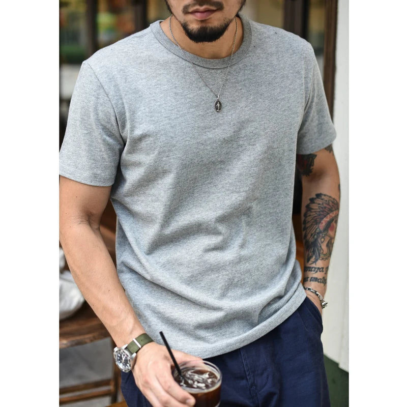 Tops & Tees Men's T-shirt Summer Short Sleeve 5 Colors Pure Cotton  Anti-deformation Double-woven fabric 340g