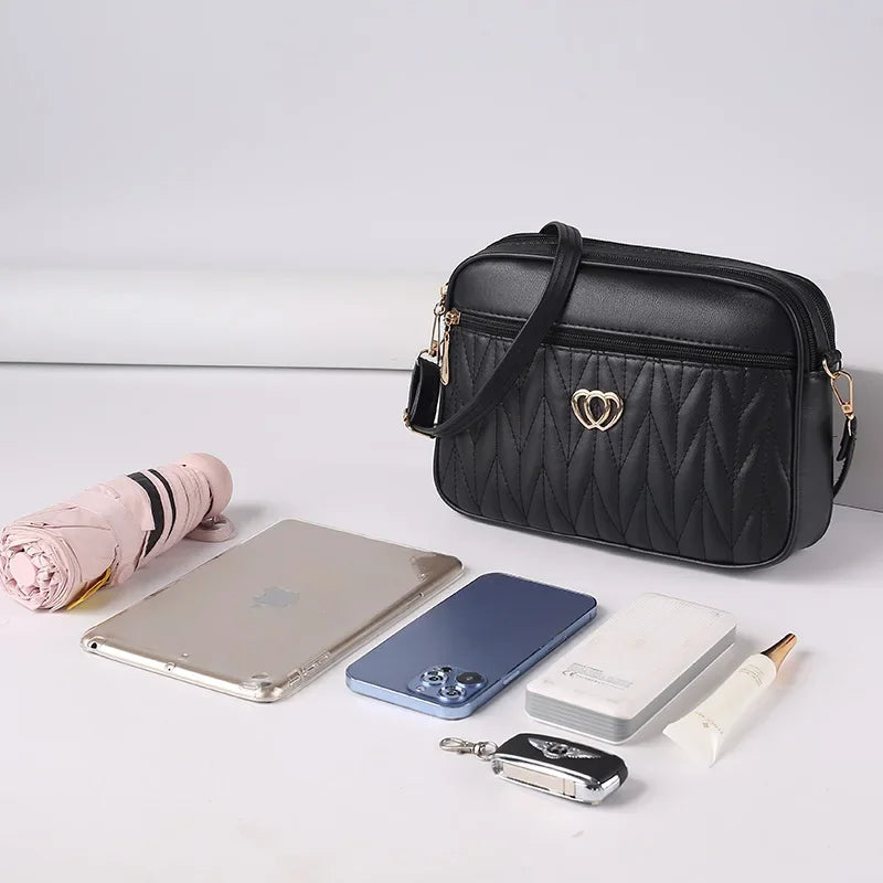 Crossbody Small Messenger Bag Simple and Advanced Fashion Ladies Shoulder Handbag Women's Lingge High Capacity Purse