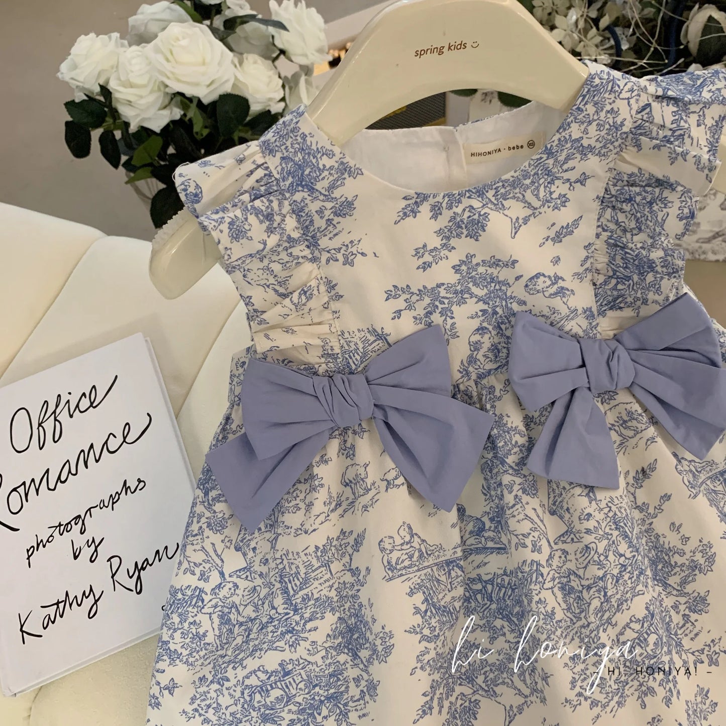 Congme Summer Girls Fashion Clothing Dress Baby Kids Korean Bow Floral Sleeveless Casual Dress Cute Princess Skirt