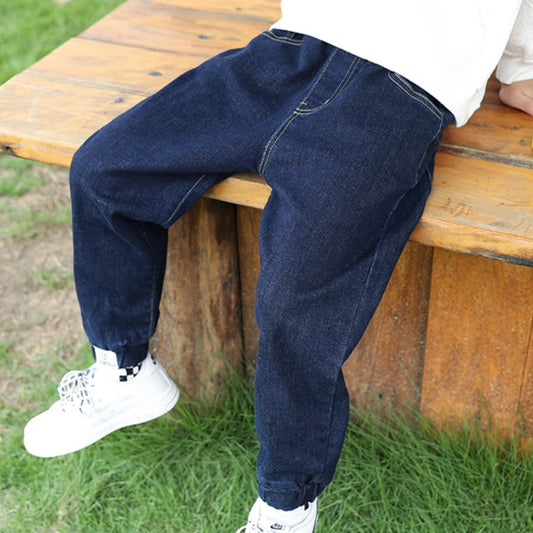 Plain Kids Blue Jeans Boys Casual Pencil Denim Trousers Pants Kids Clothes