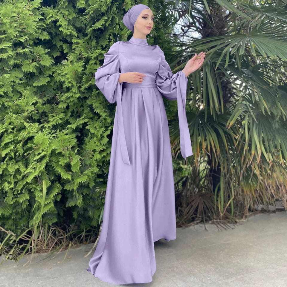 Satin abayas For Women  Kaftan Dubai Turkey Fashion Muslim's Dresses Luxury Islam Robe African Kimono Morocco Clothing Caftan