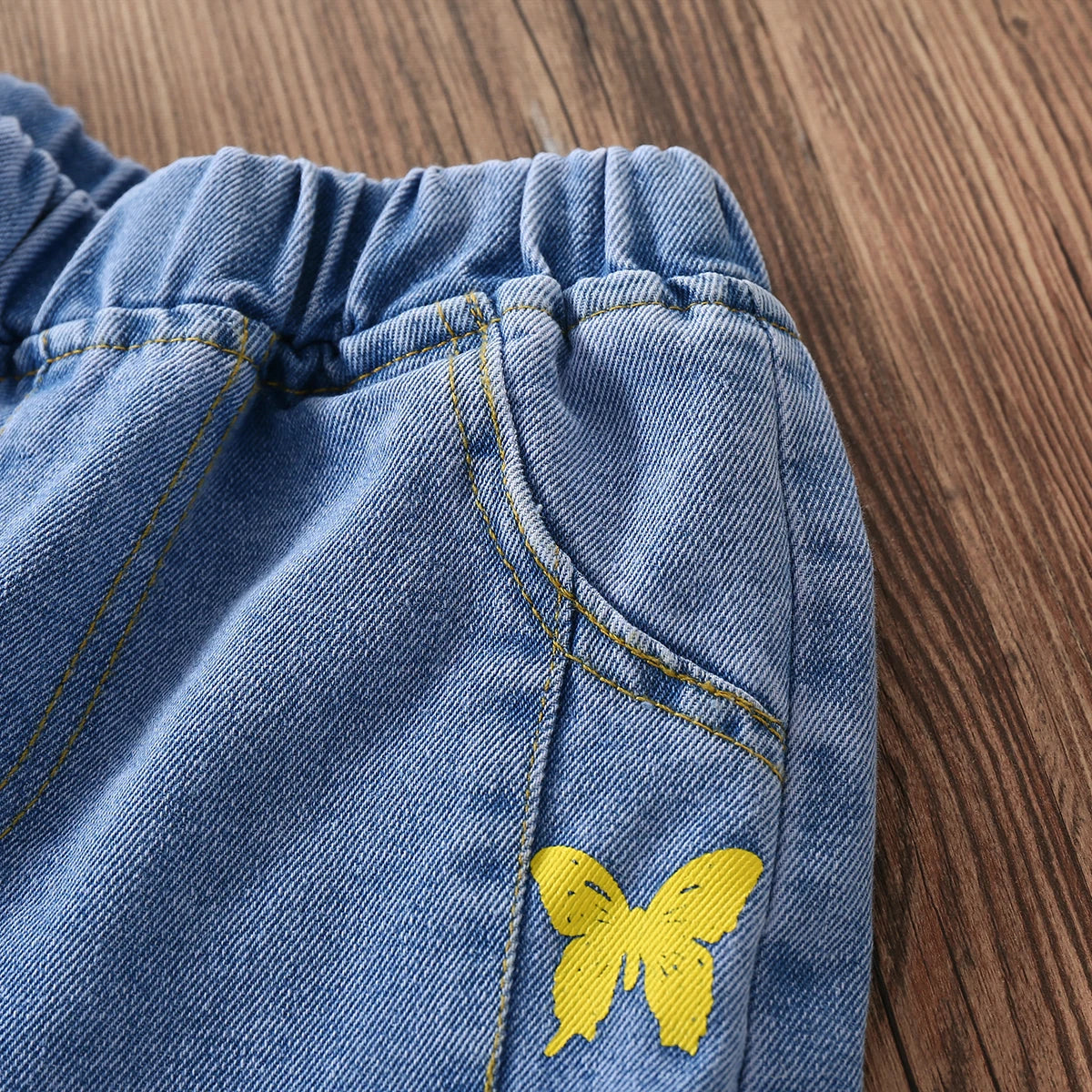 Pants for Girls Jeans Teenagers Children Clothing Butterfly Print Trousers Spring Autumn Baby Kids Clothes Jeans