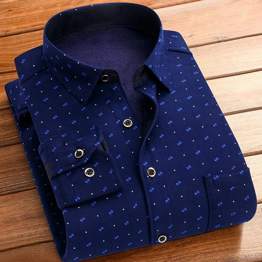 Men Fall Winter Shirt Plaid Print Thick Plush Shirt Long Sleeve Lapel Single-breasted Men Fleece Shirt Men Casual Cardigan Shirt