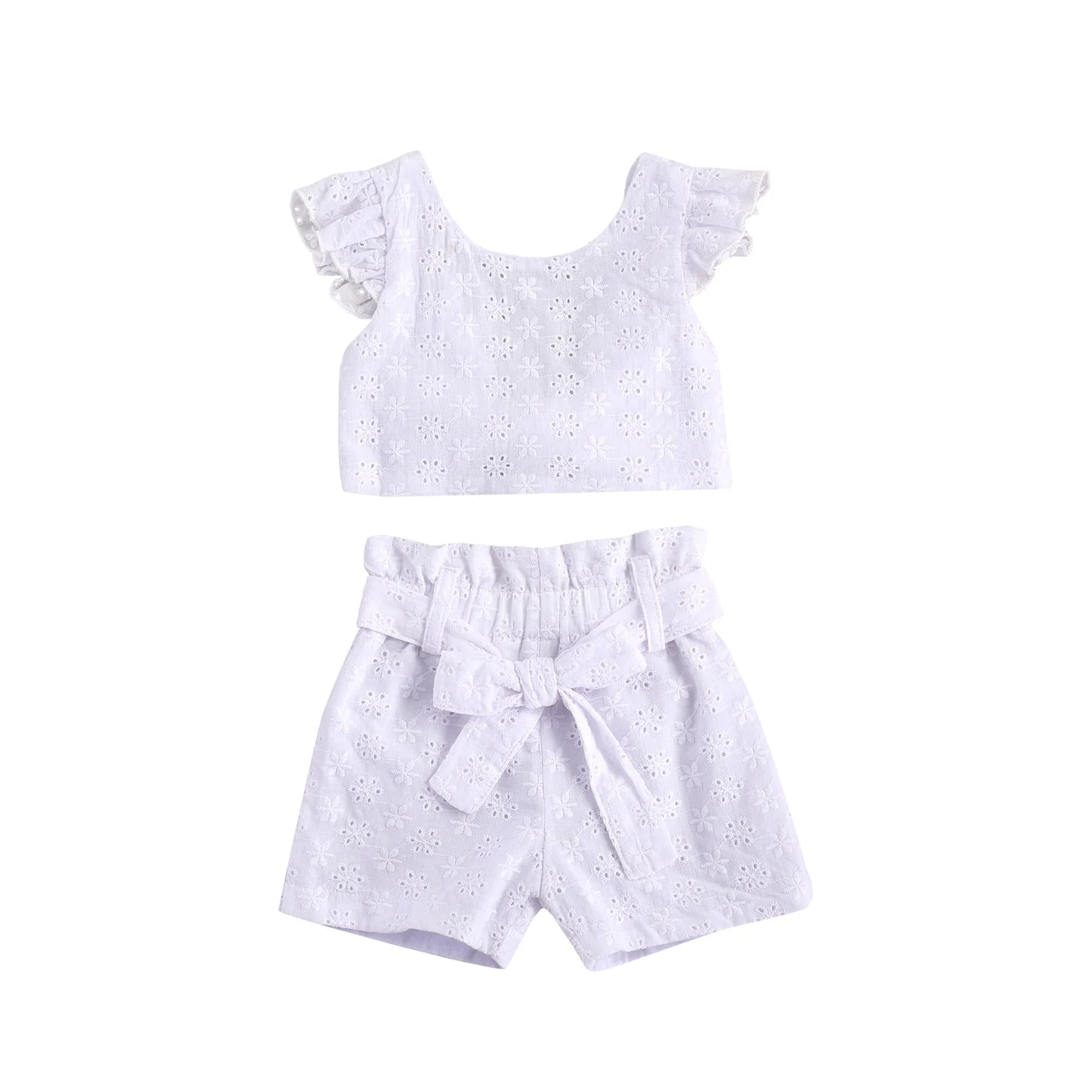 1-6 Year Old Toddler Baby Girl Clothes Watermelon Sunflower Print Ruffle Drop Shoulder Strap Top Shorts 2-Piece Summer Set