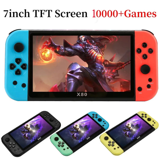 New X80 Handheld Game Console 7 inch Screen Portable Vedio Game Player Quad Core 16GB 10000 Games Retro Arcade Game Machine