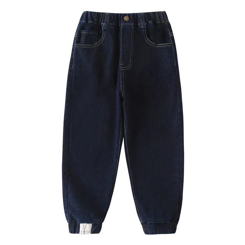 Plain Kids Blue Jeans Boys Casual Pencil Denim Trousers Pants Kids Clothes