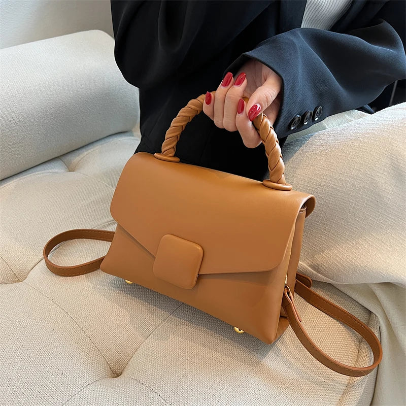 Twist Hand Bags for Women High Quality PU Shoulder Bag Cute Purses and Handbag Designer Crossbody Bag Luxury Satchel