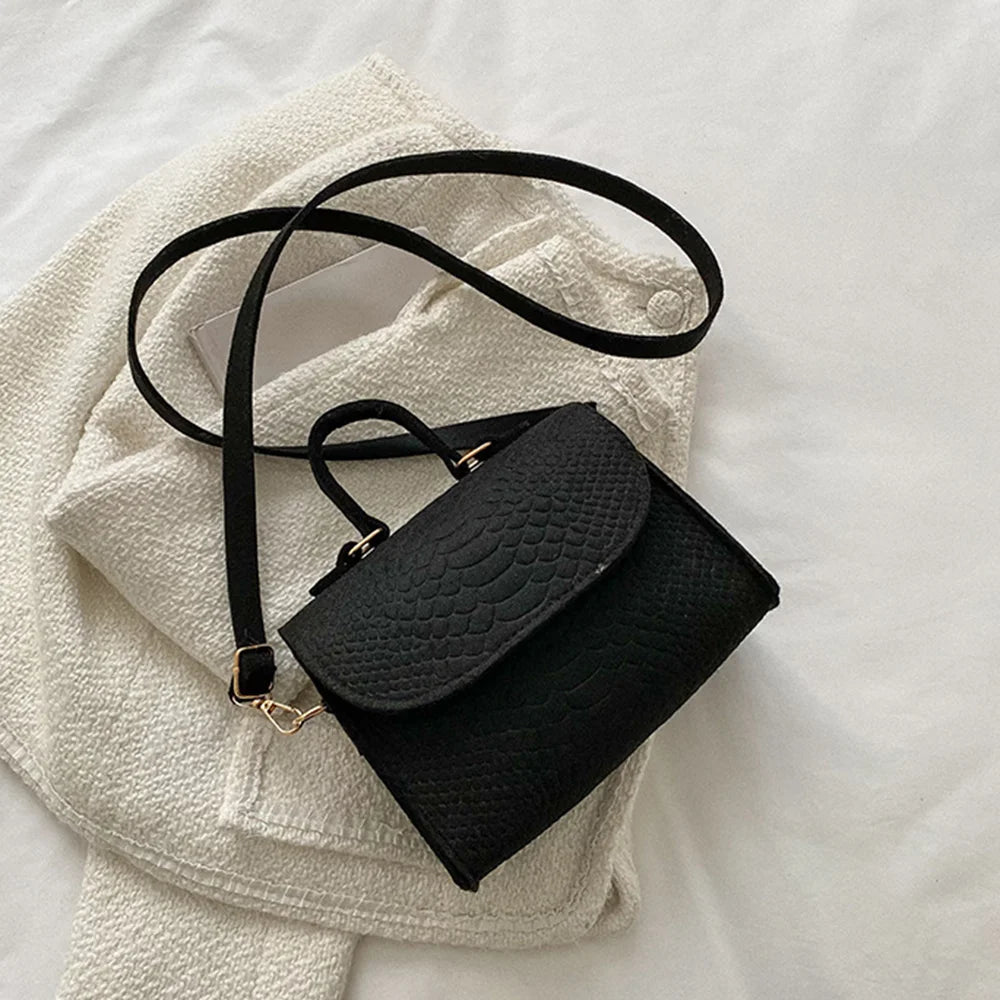 Women's Felt Shoulder Bag Ladies Handbags Luxury Designer Fashion Alligator Pattern Square Crossbody Bag Messenger Bag