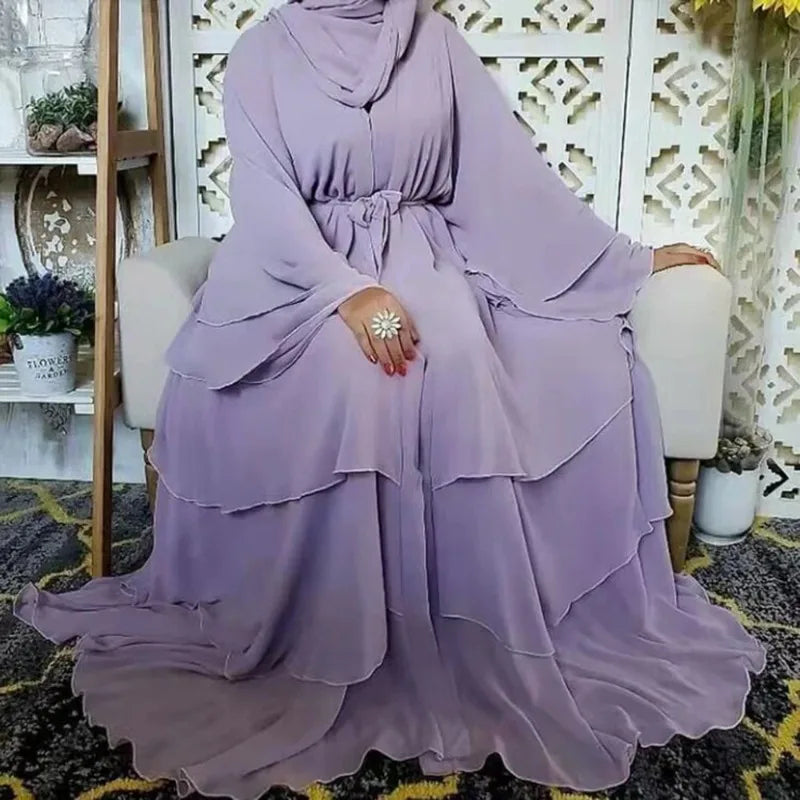 Chiffon Robe Longue Kimono Femme Musulmane Open Abaya Dubai Turkey Islam Arabic Muslim Dress Abayas for Women Caftan Marocain
